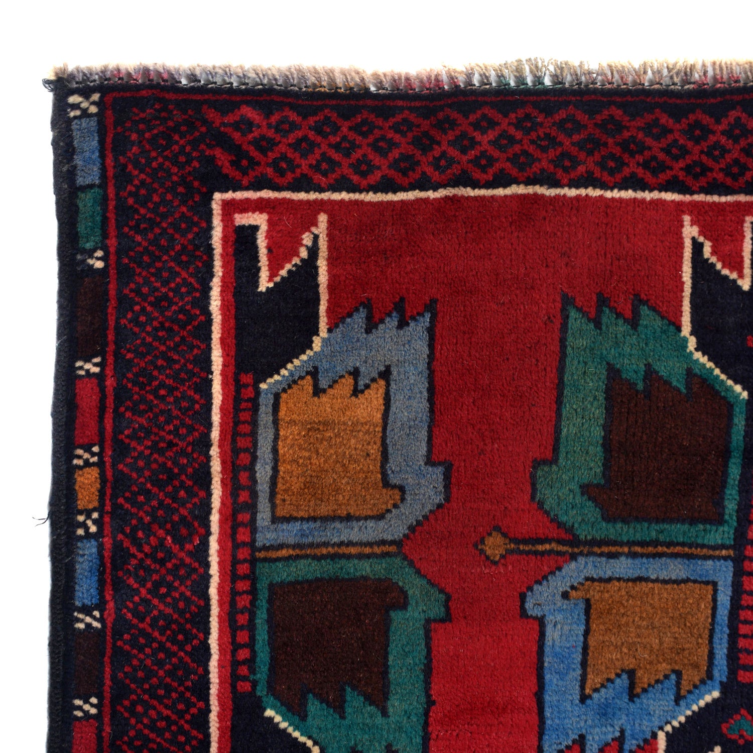 Baluchi Rug Handmade Red Geometric 2x4 ft