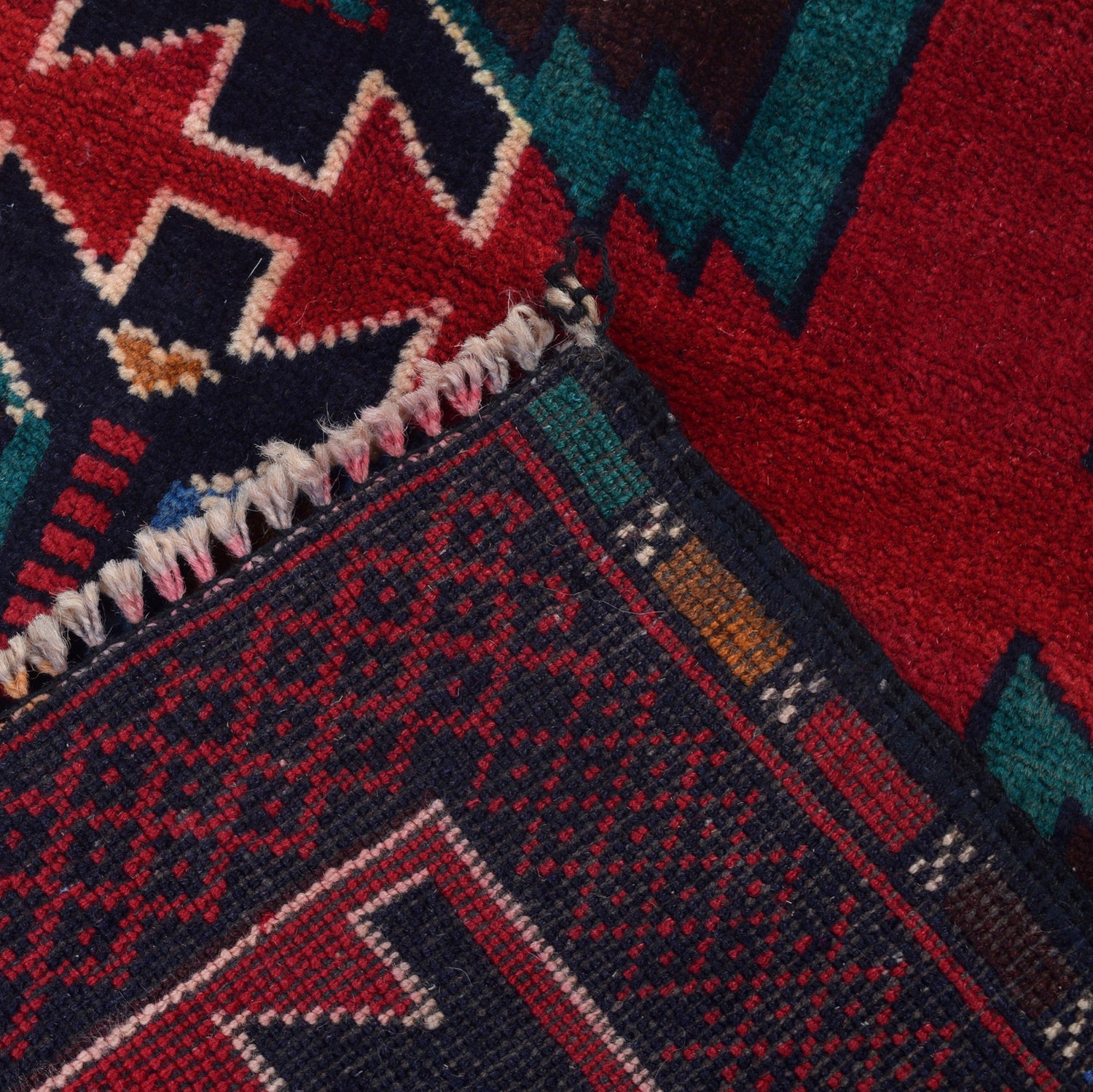 Baluchi Rug Handmade Red Geometric 2x4 ft