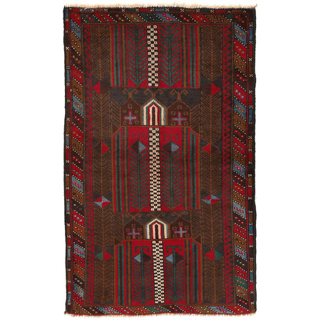 Baluchi Rug Handmade Multi Prayer Design 2x4 ft