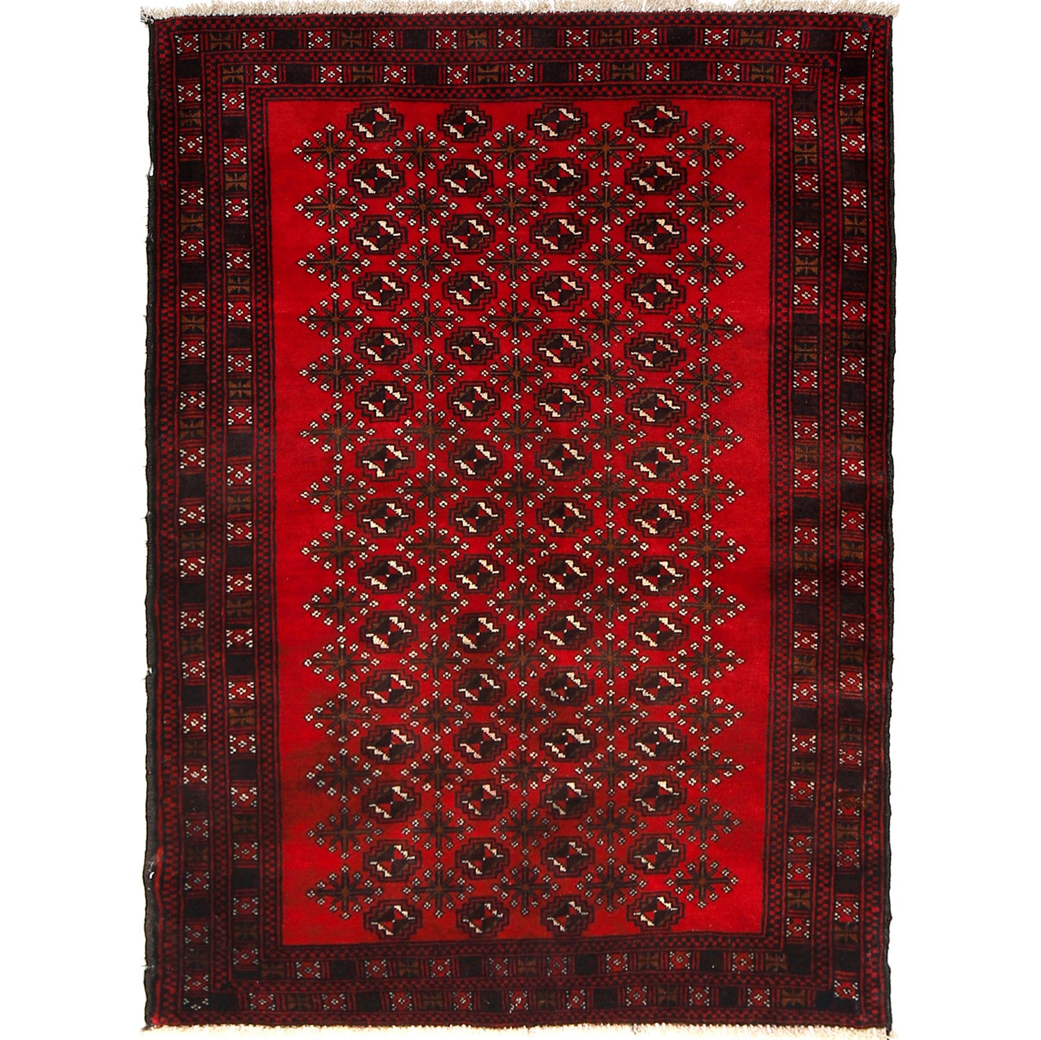 Baluchi Rug Handmade Red Geometric 3x5 ft