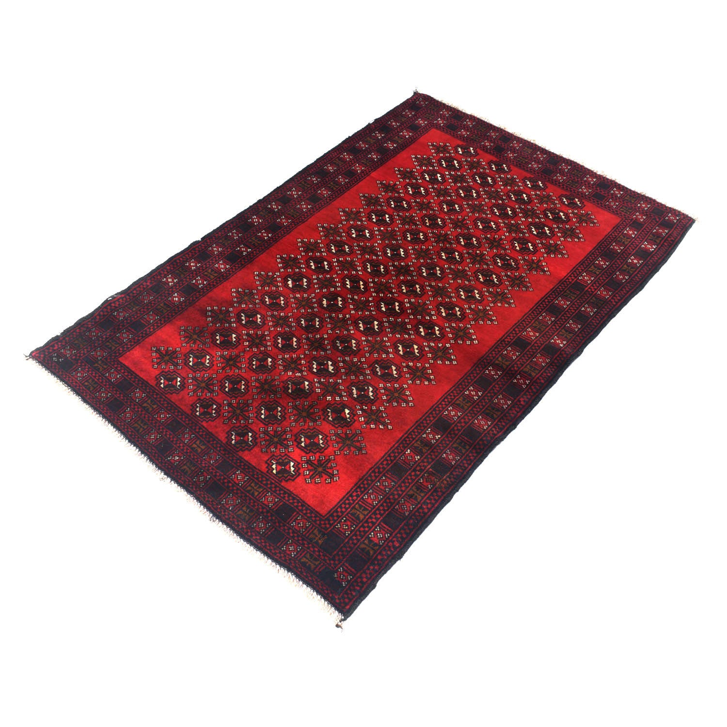 Baluchi Rug Handmade Red Geometric 3x5 ft