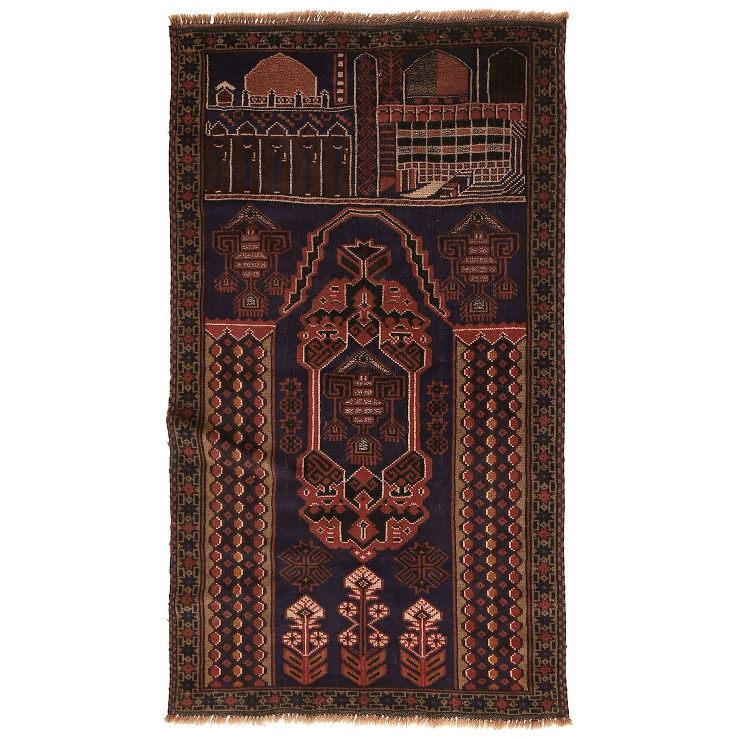 Baluchi Rug Handmade Multi Prayer Design 3x5 ft