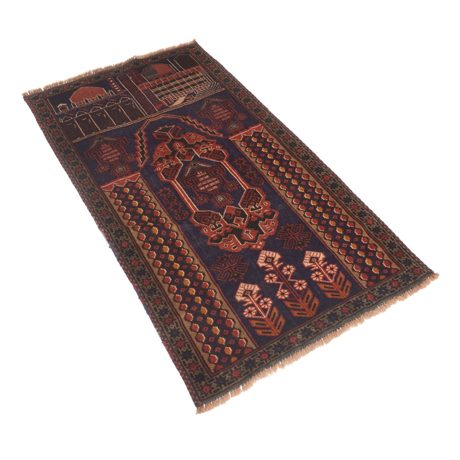 Baluchi Rug Handmade Multi Prayer Design 3x5 ft