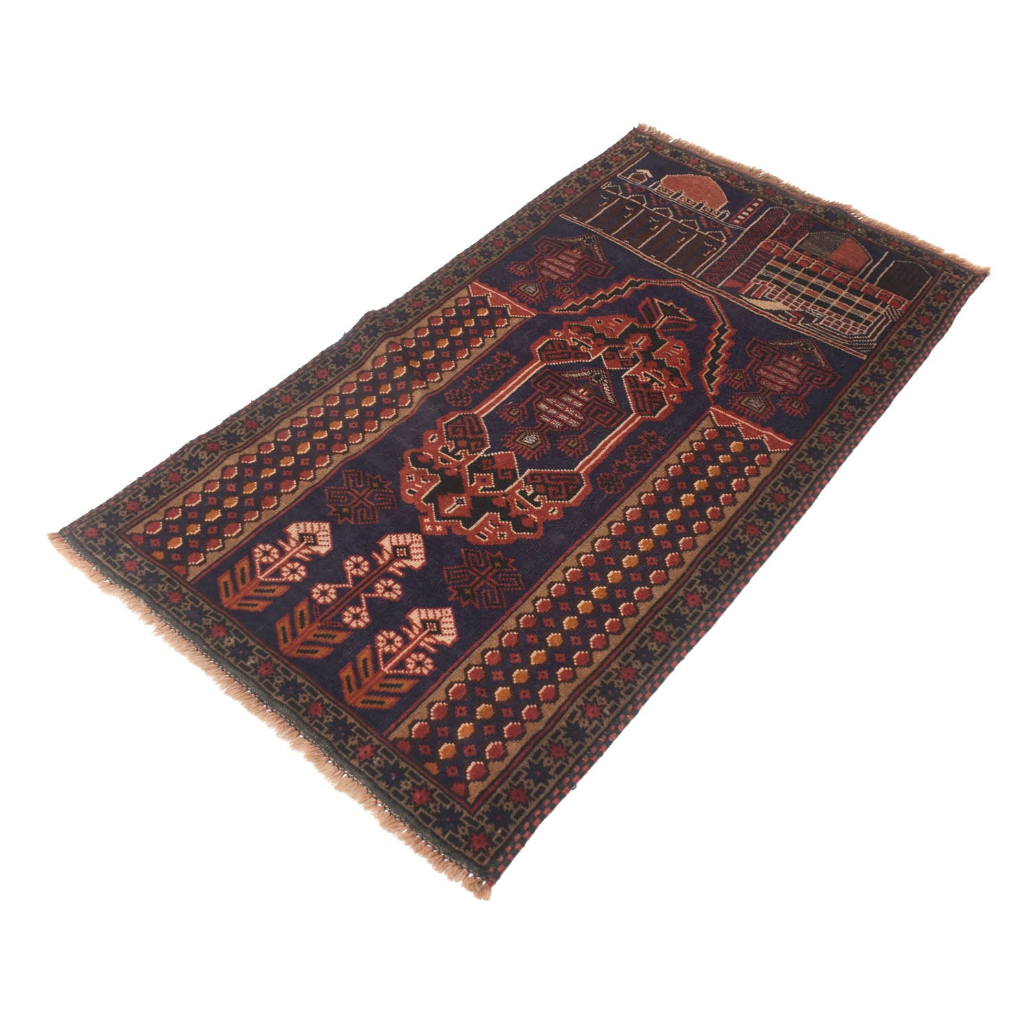 Baluchi Rug Handmade Multi Prayer Design 3x5 ft