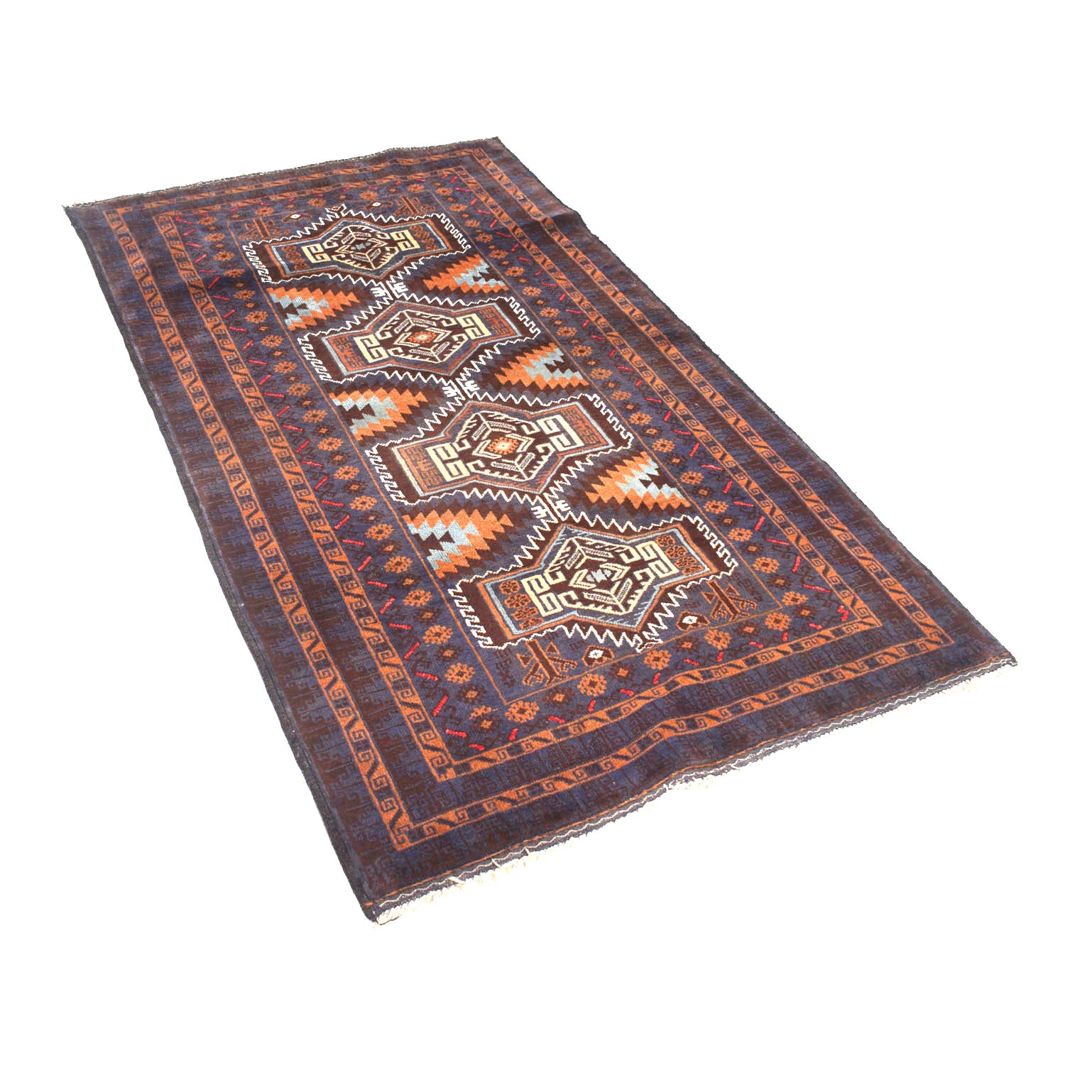 Baluchi Rug Handmade Multi Geometric 4x6 ft