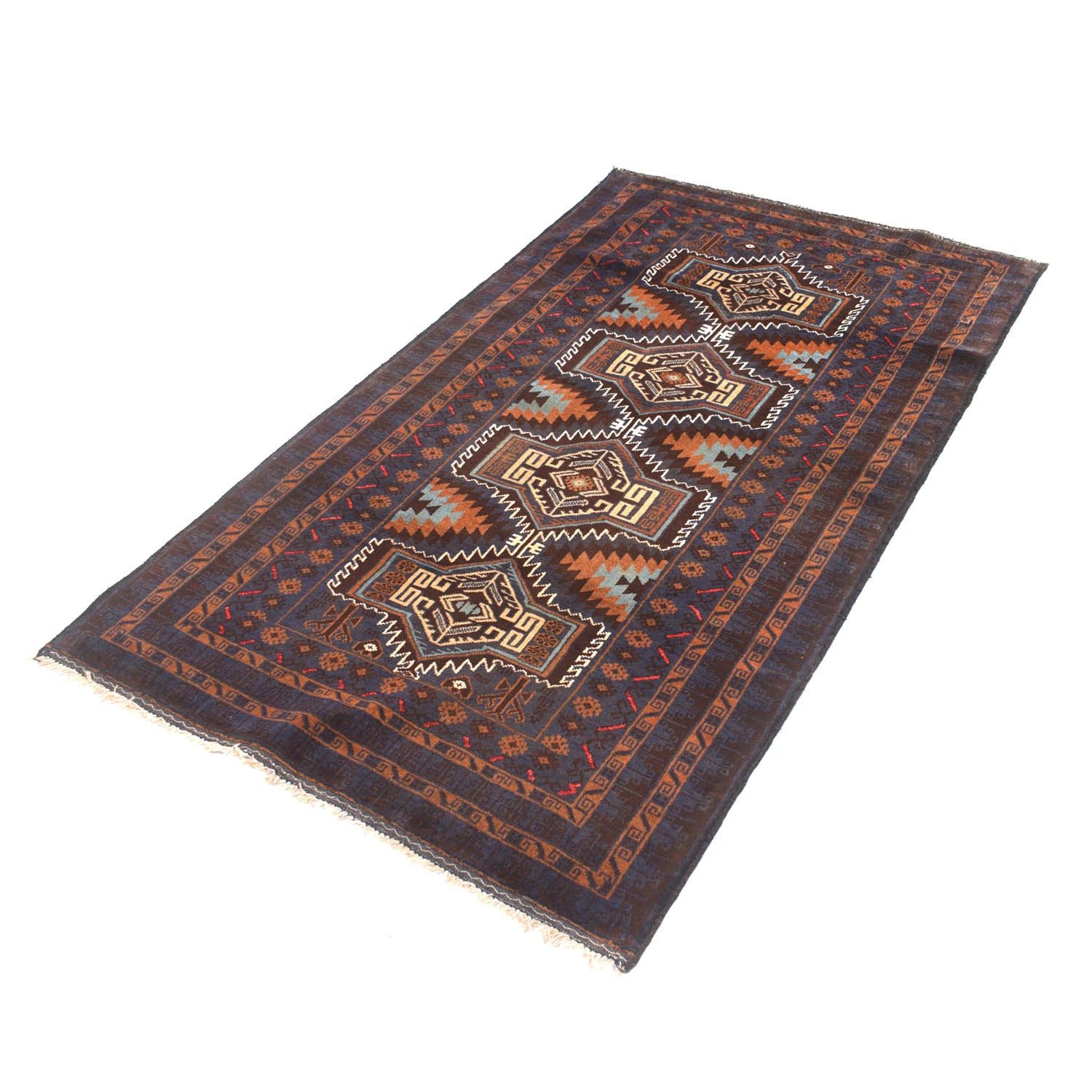 Baluchi Rug Handmade Multi Geometric 4x6 ft