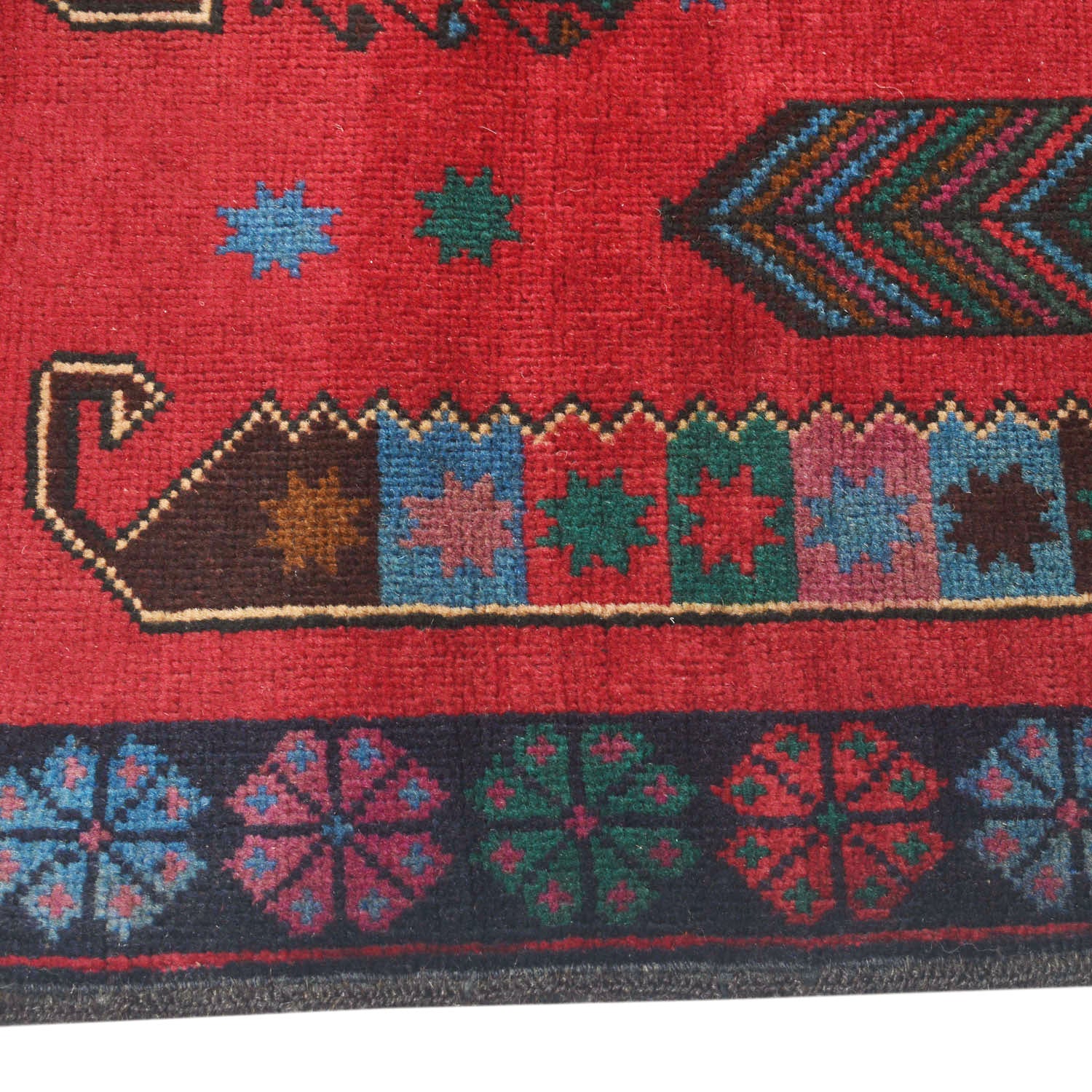 Baluchi Rug Handmade Red Geometric 3x5 ft