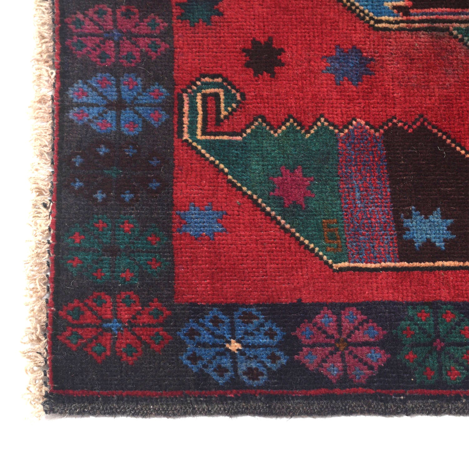 Baluchi Rug Handmade Red Geometric 3x5 ft