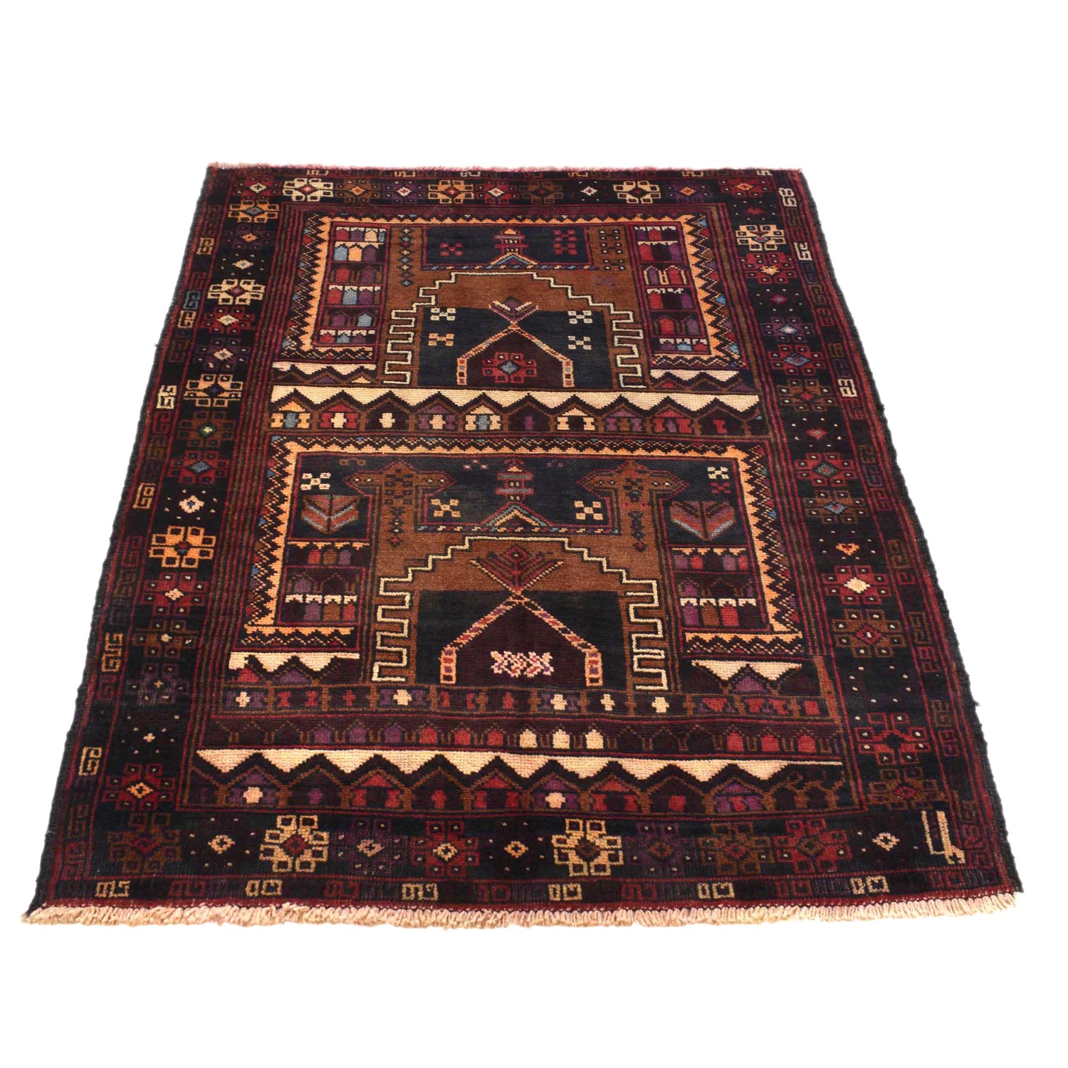 Baluchi Rug Handmade Multi Geometric 3x5 ft