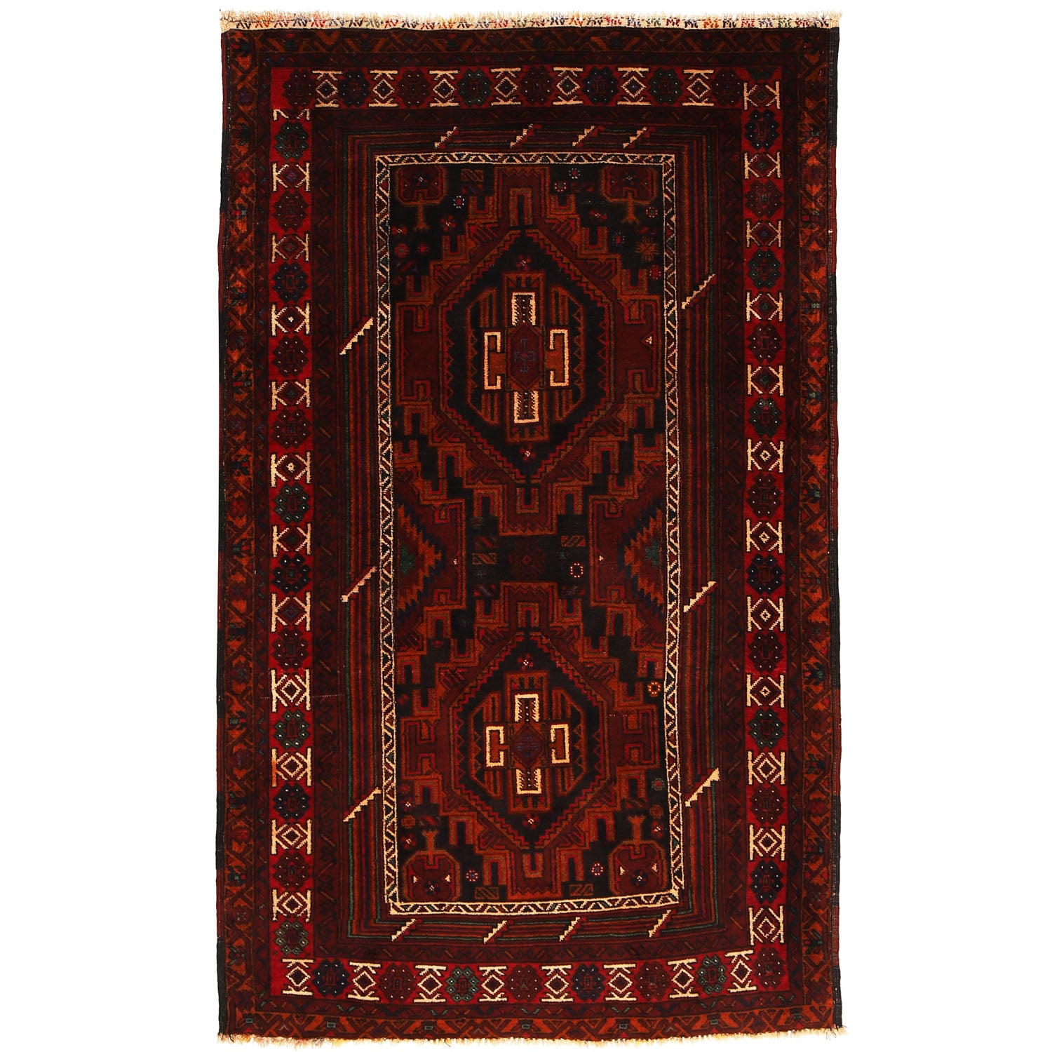 Baluchi Rug Handmade Multi Geometric 4x6 ft