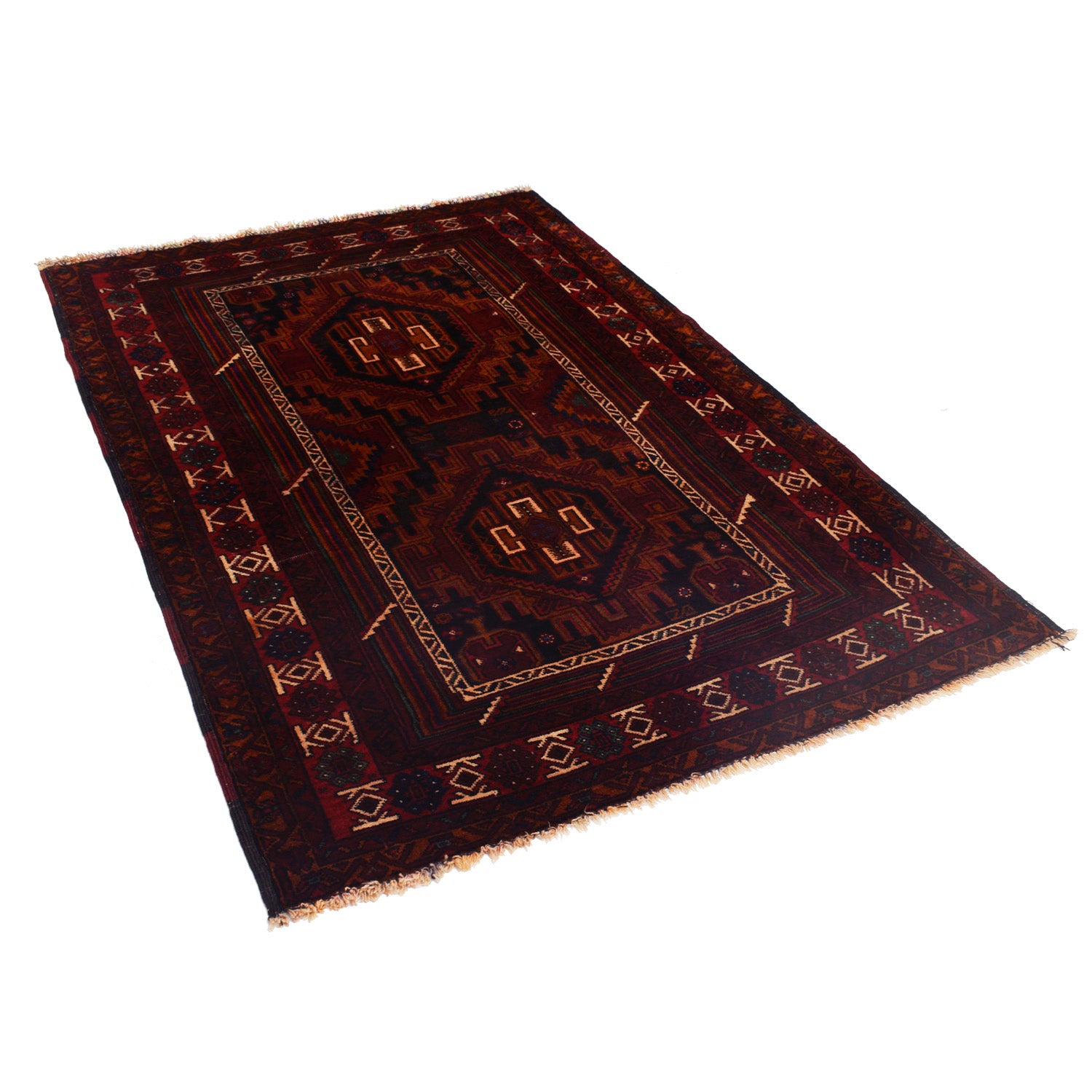 Baluchi Rug Handmade Multi Geometric 4x6 ft