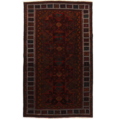 Baluchi Rug Handmade Multi Geometric 4x7 ft