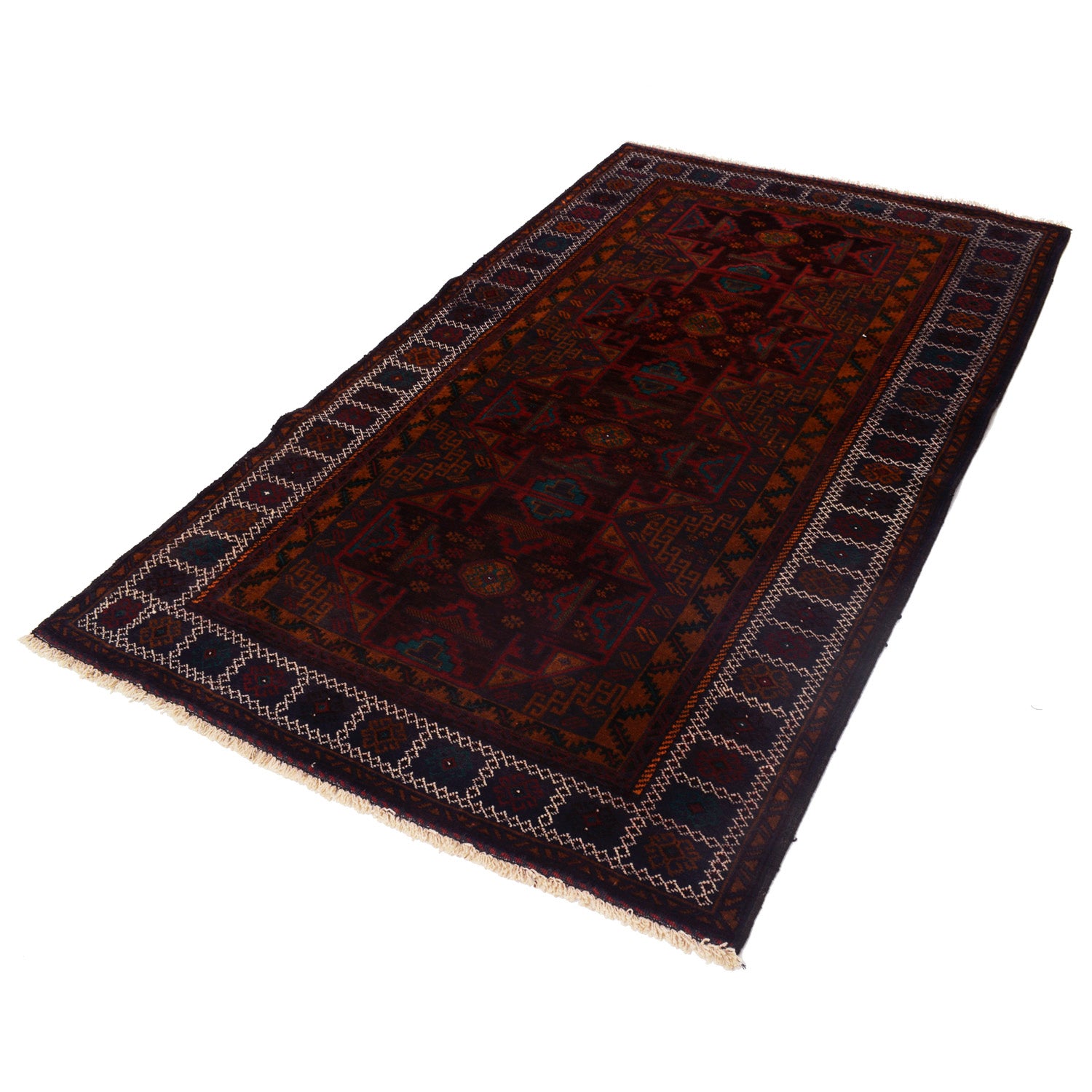 Baluchi Rug Handmade Multi Geometric 4x7 ft