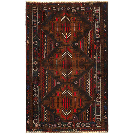 Baluchi Rug Handmade Multi Geometric 4x6 ft