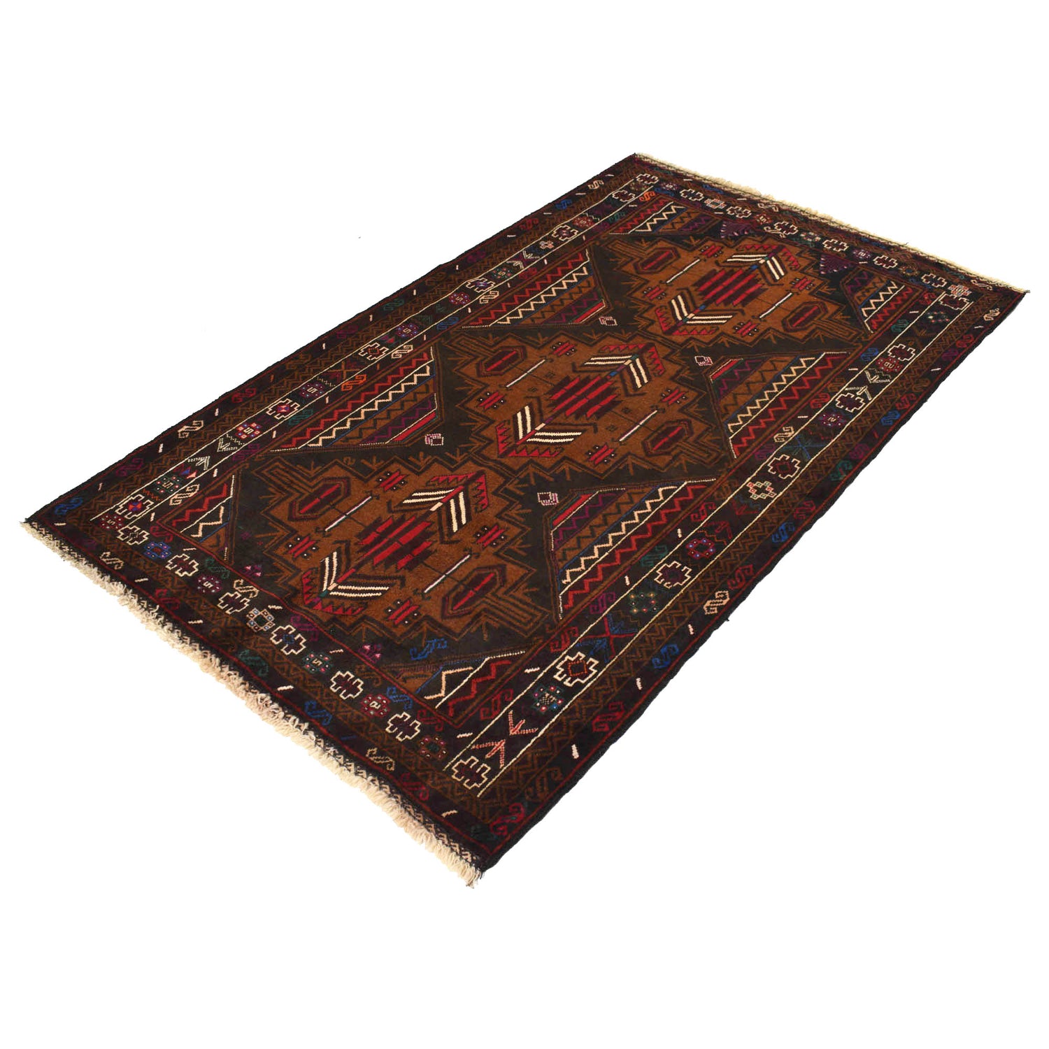 Baluchi Rug Handmade Multi Geometric 4x6 ft