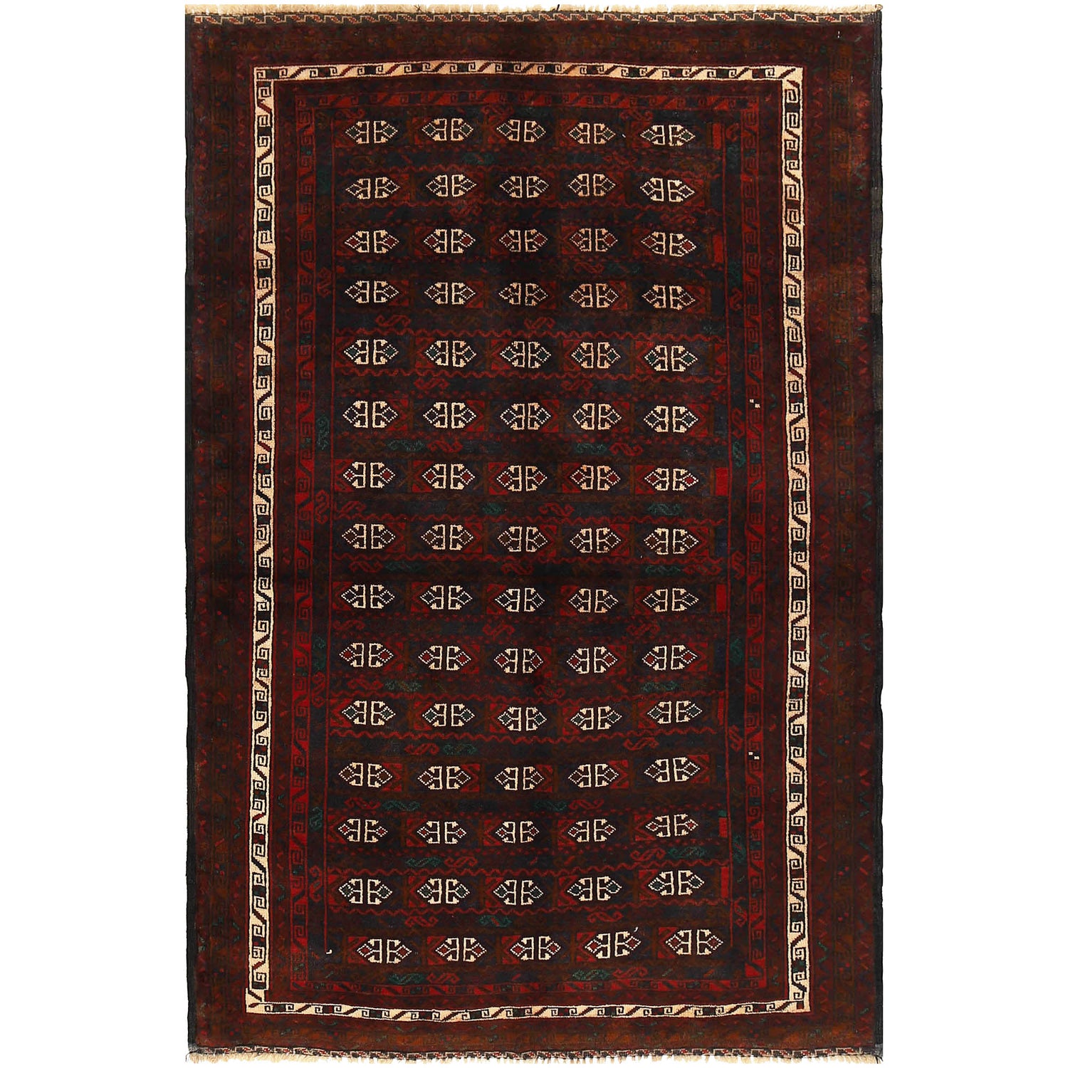 Baluchi Rug Handmade Multi Geometric 4x6 ft