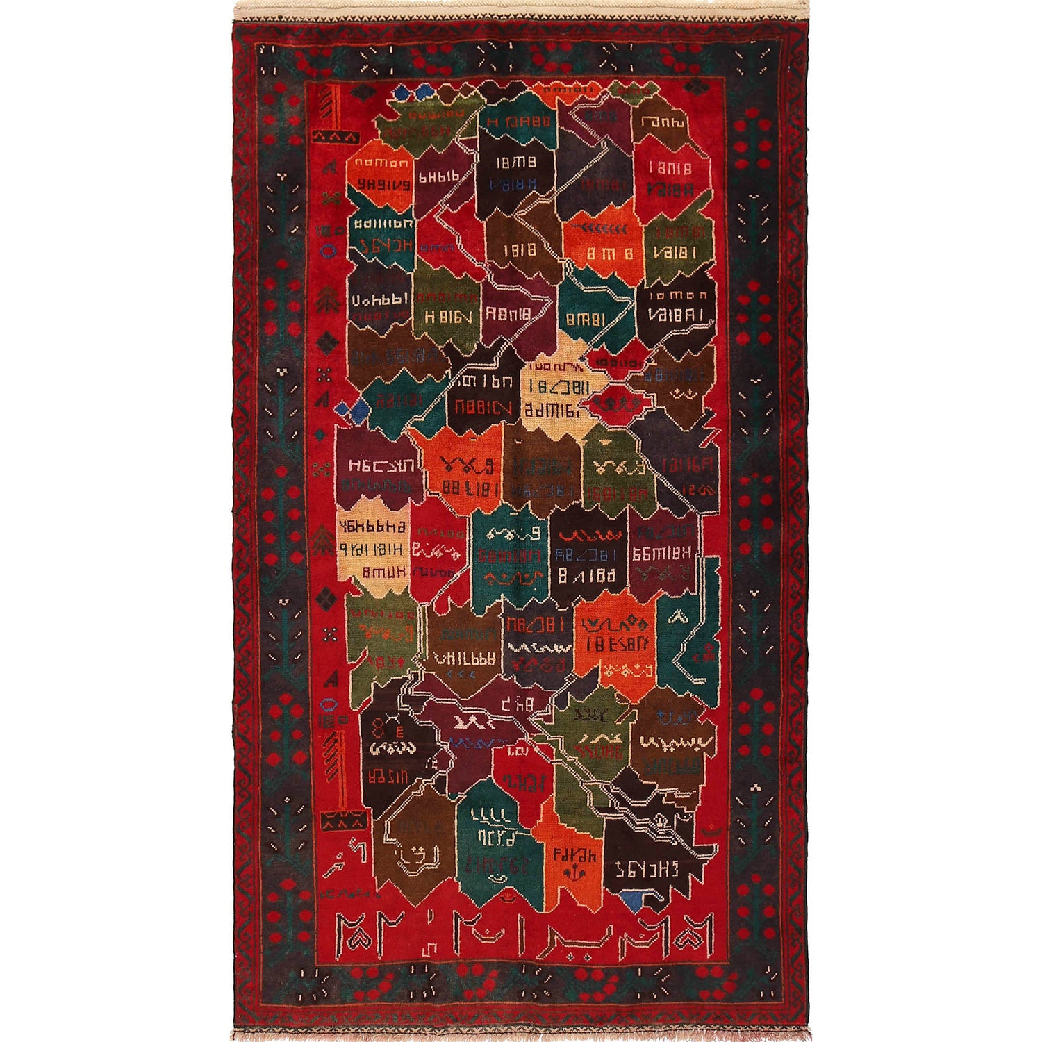 Pictorial Rug Handmade Multi Design