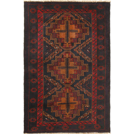 Baluchi Rug Handmade Multi Geometric 4x6 ft