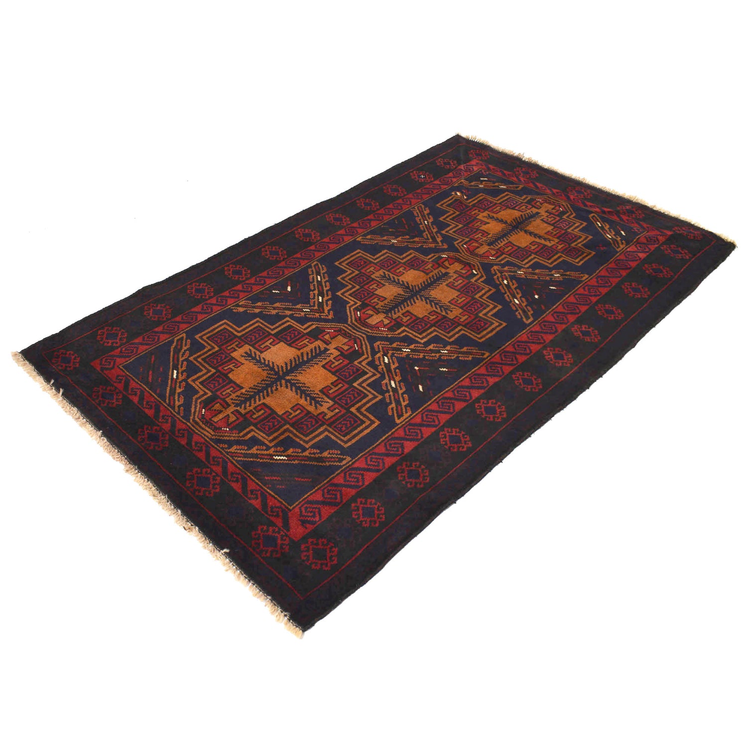 Baluchi Rug Handmade Multi Geometric 4x6 ft
