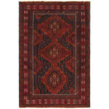 Baluchi Rug Handmade Multi Geometric 4x6 ft
