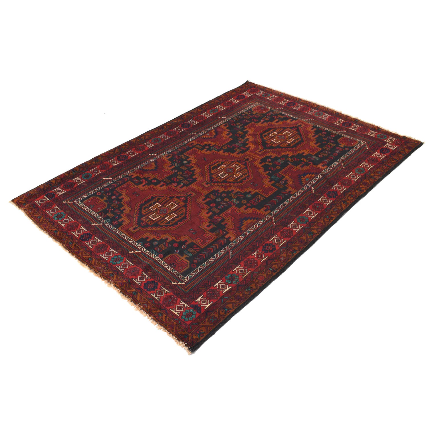 Baluchi Rug Handmade Multi Geometric 4x6 ft