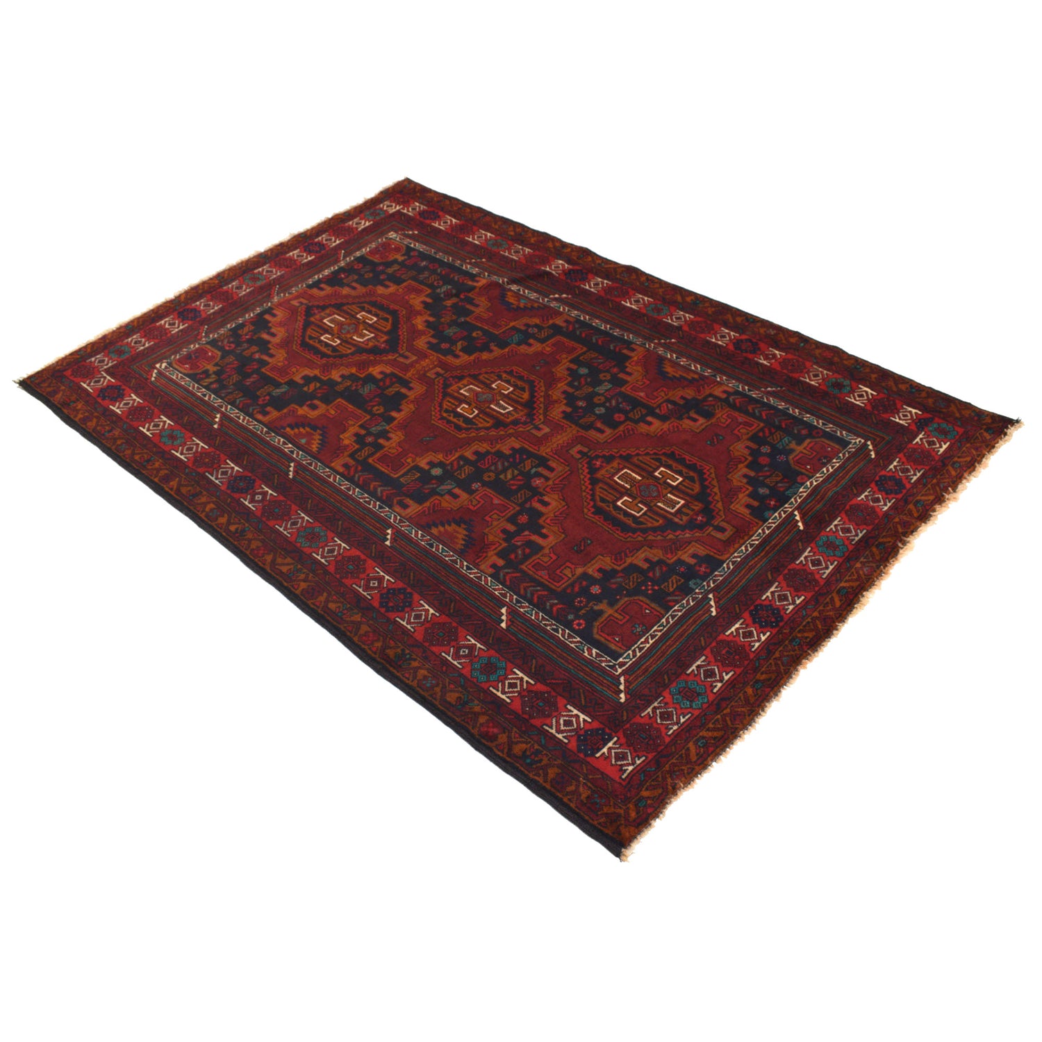 Baluchi Rug Handmade Multi Geometric 4x6 ft