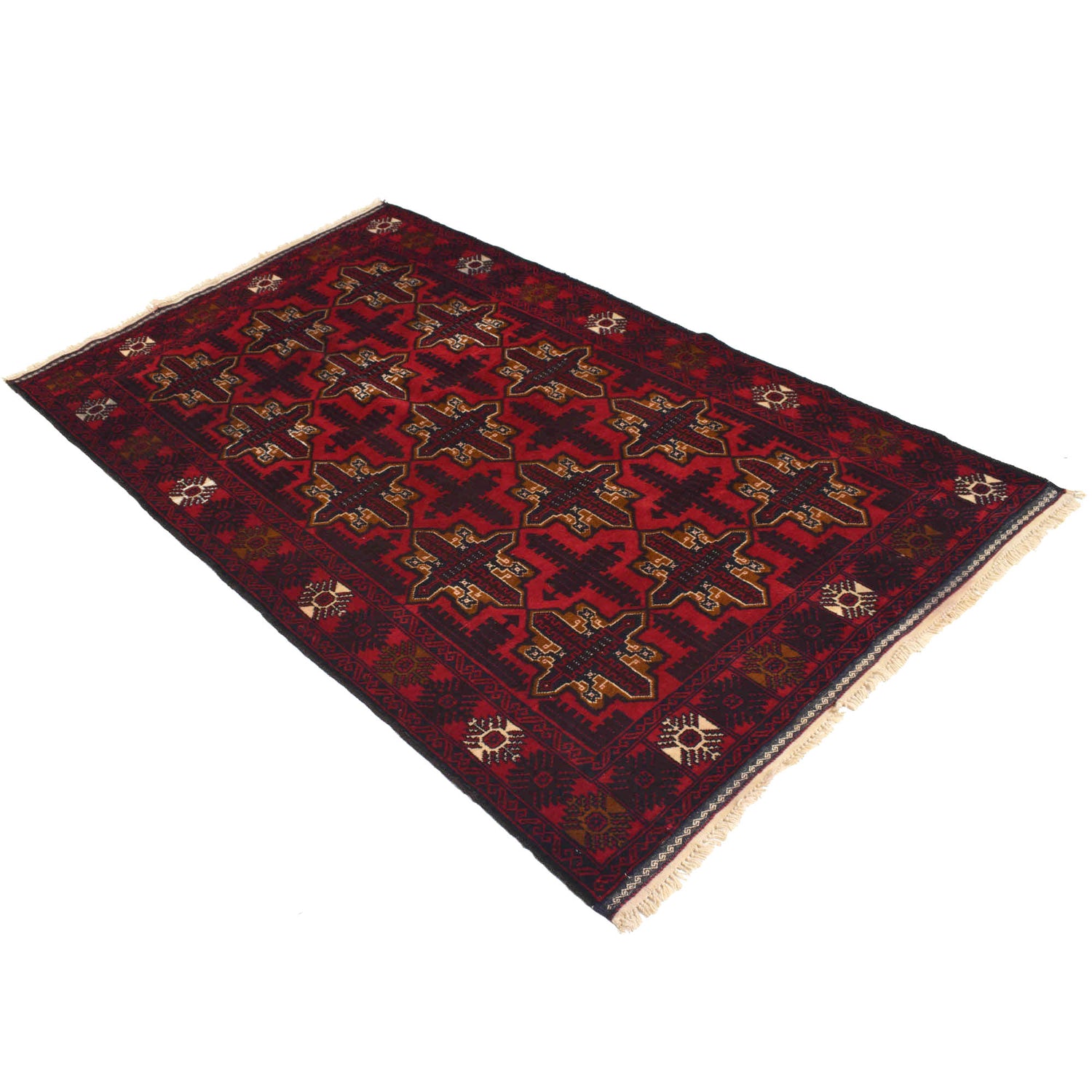 Baluchi Rug Handmade Red Geometric 4x6 ft