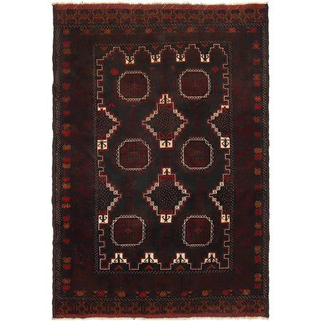 Baluchi Rug Handmade Multi Geometric 4x7 ft