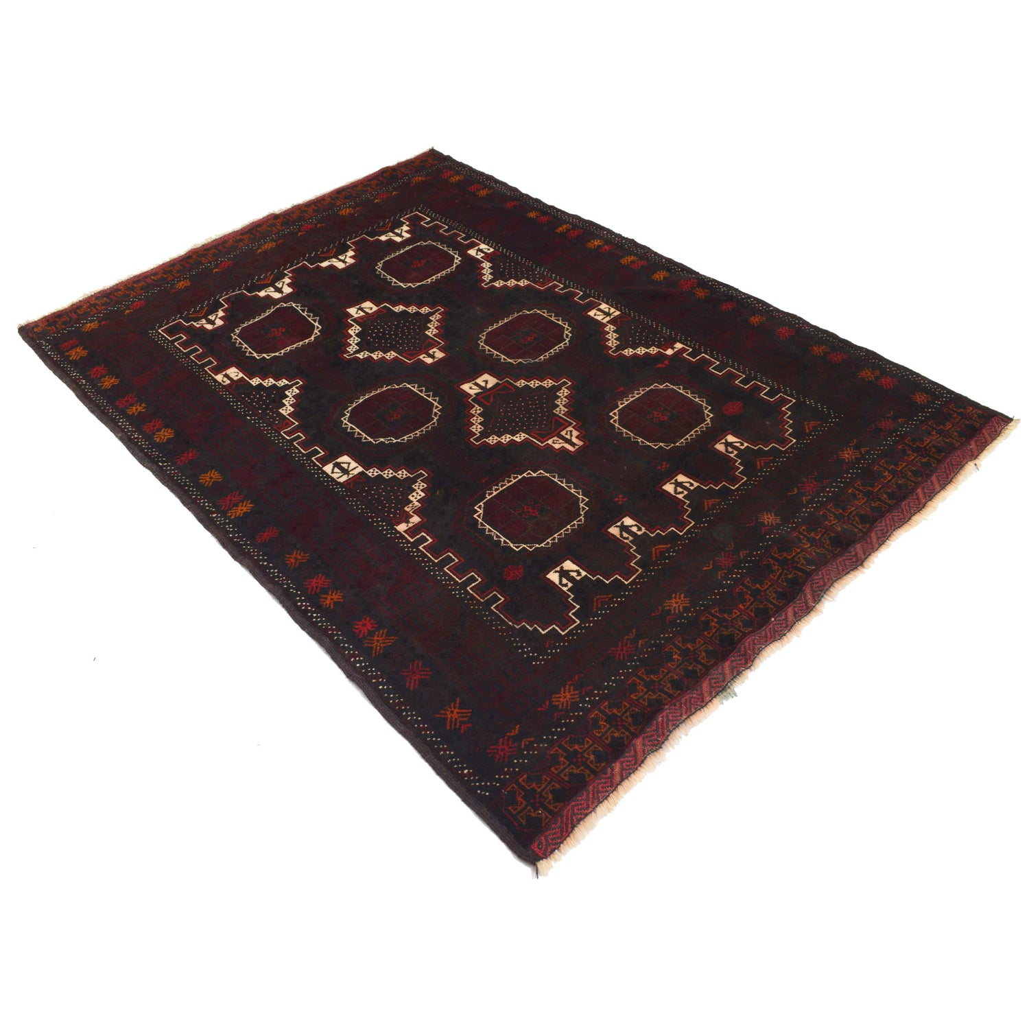 Baluchi Rug Handmade Multi Geometric 4x7 ft