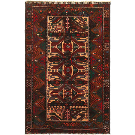 Baluchi Rug Handmade Multi Geometric 4x6 ft