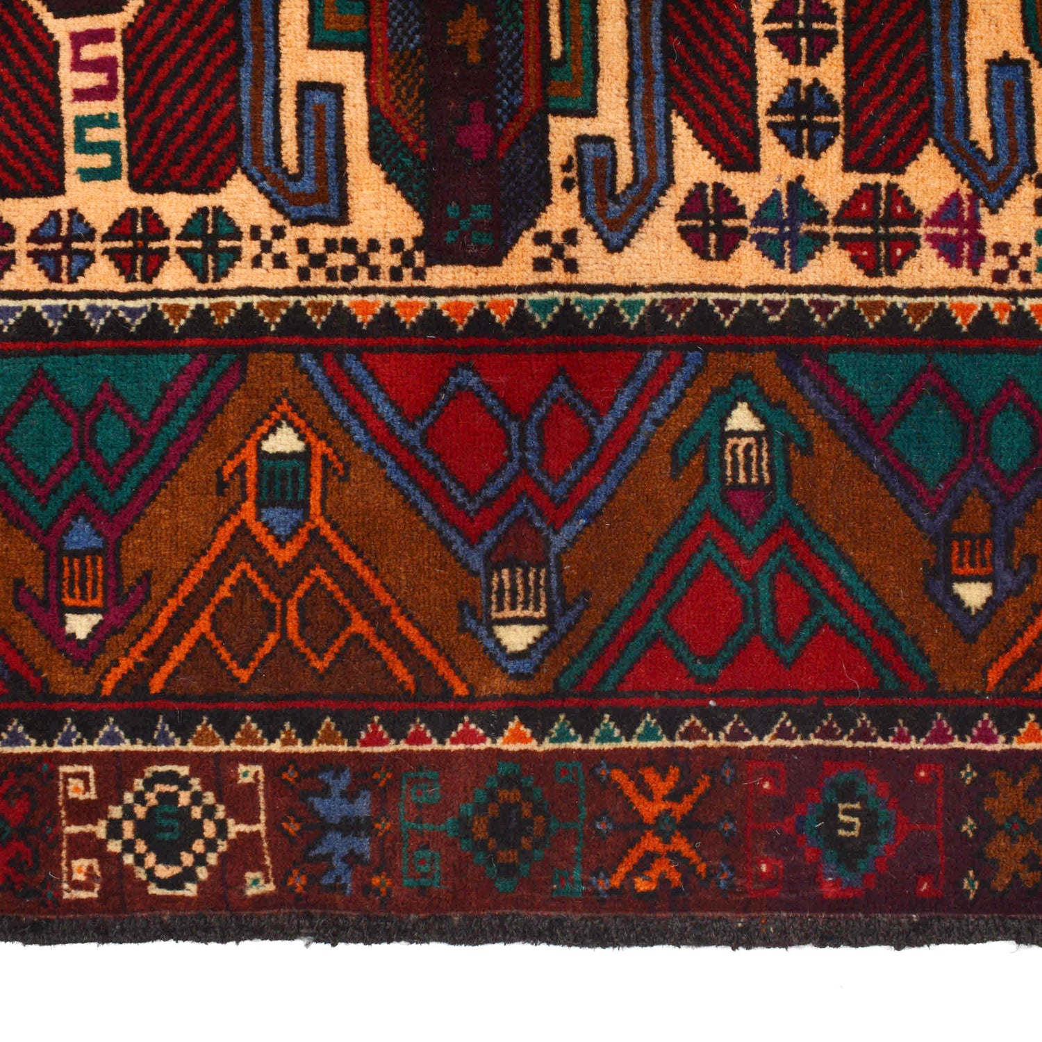 Baluchi Rug Handmade Multi Geometric 4x6 ft