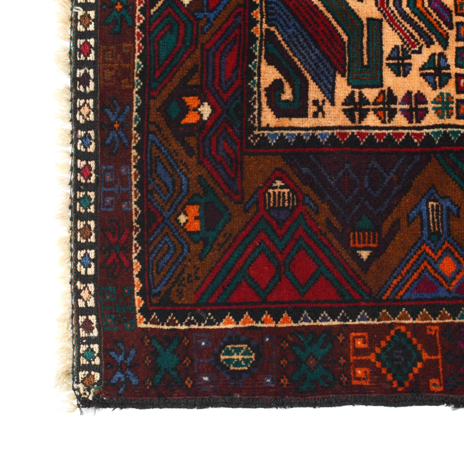 Baluchi Rug Handmade Multi Geometric 4x6 ft