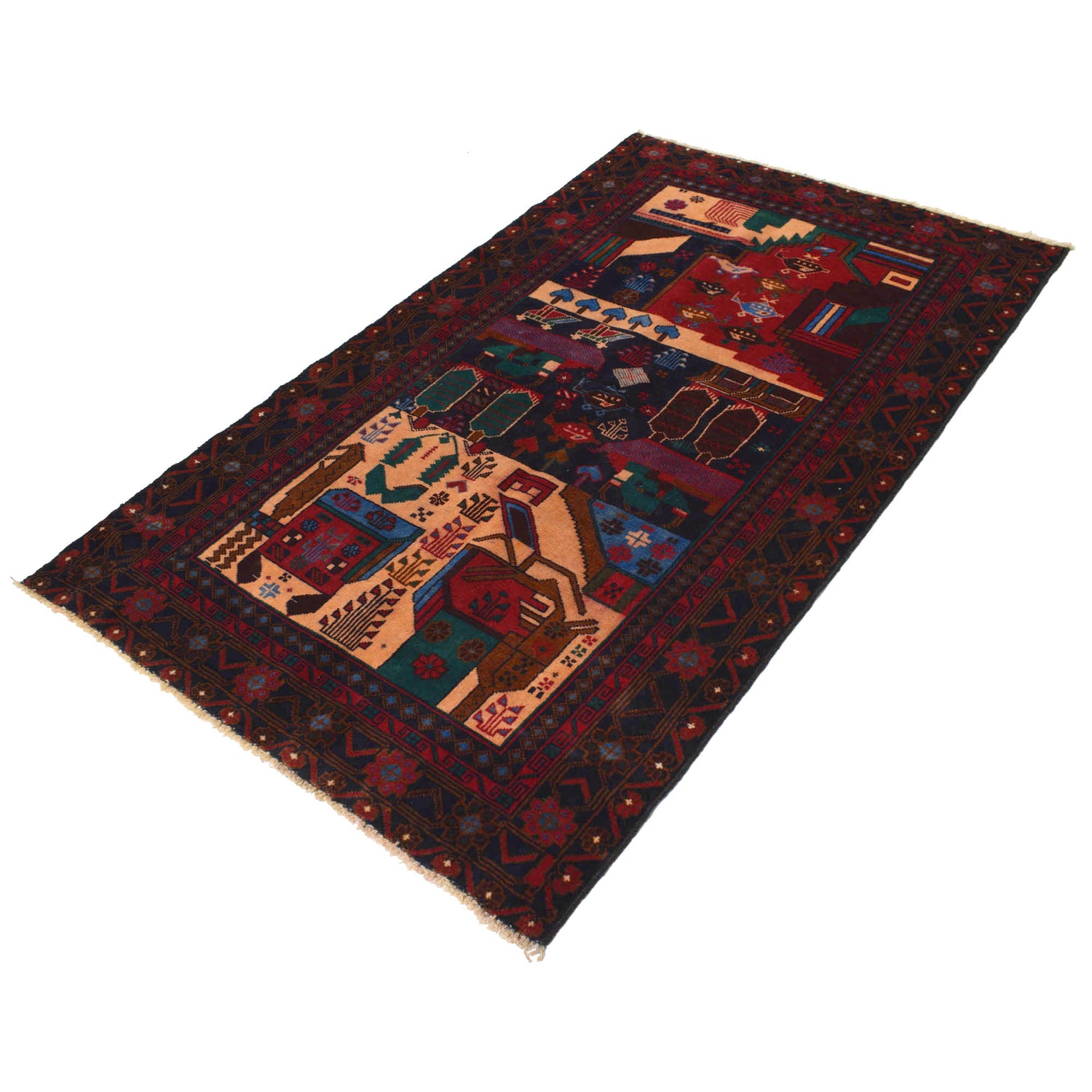 Pictorial Rug Handmade Multi Design