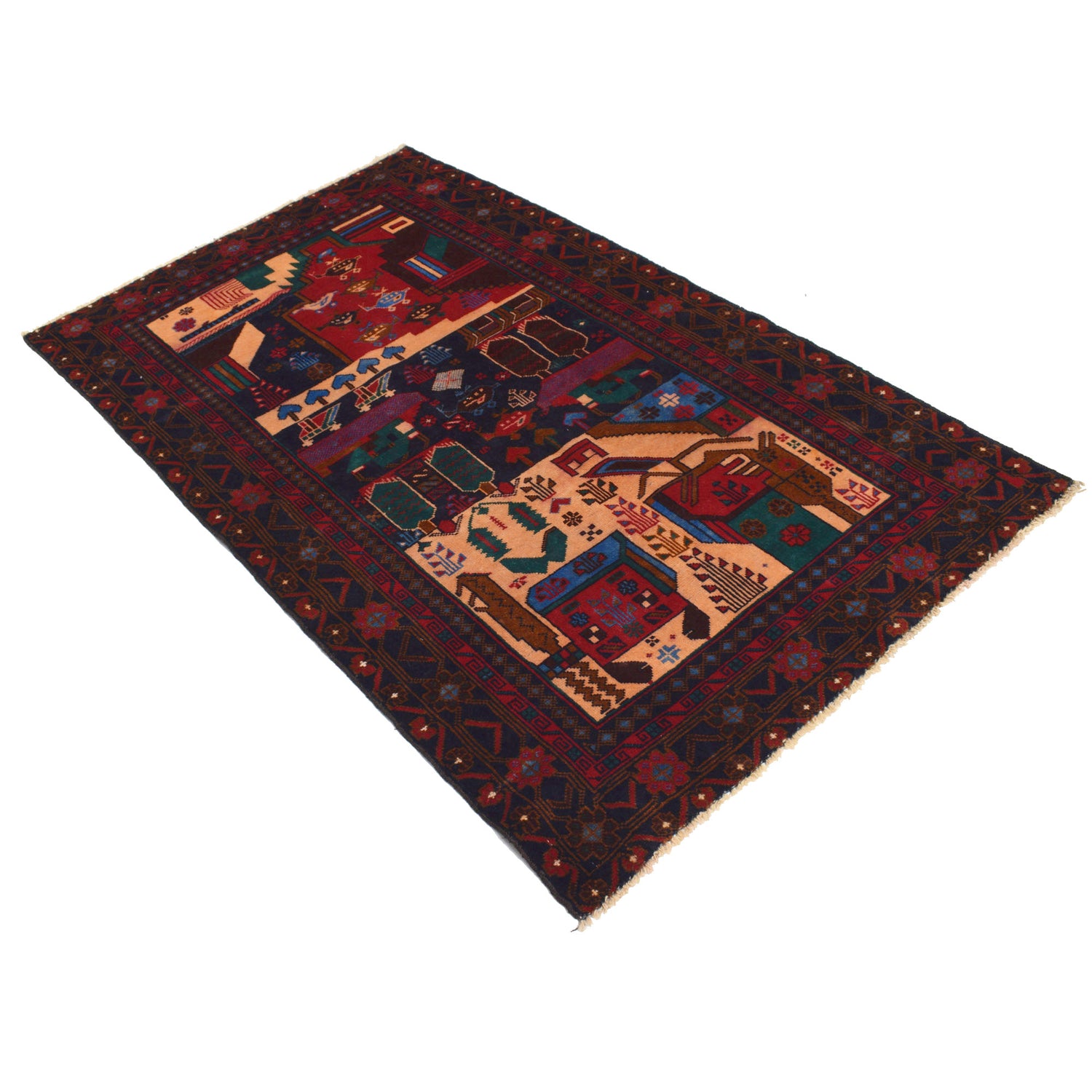 Pictorial Rug Handmade Multi Design