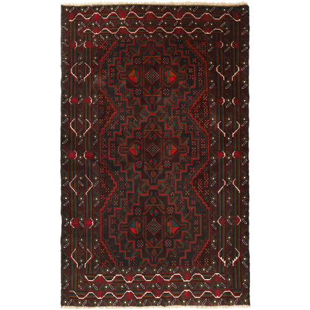 Baluchi Rug Handmade Multi Geometric 4x6 ft