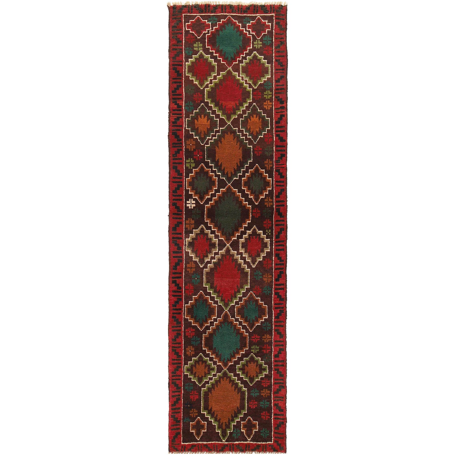 Baluchi Runner Rug Handmade Chocolate 10' Runner