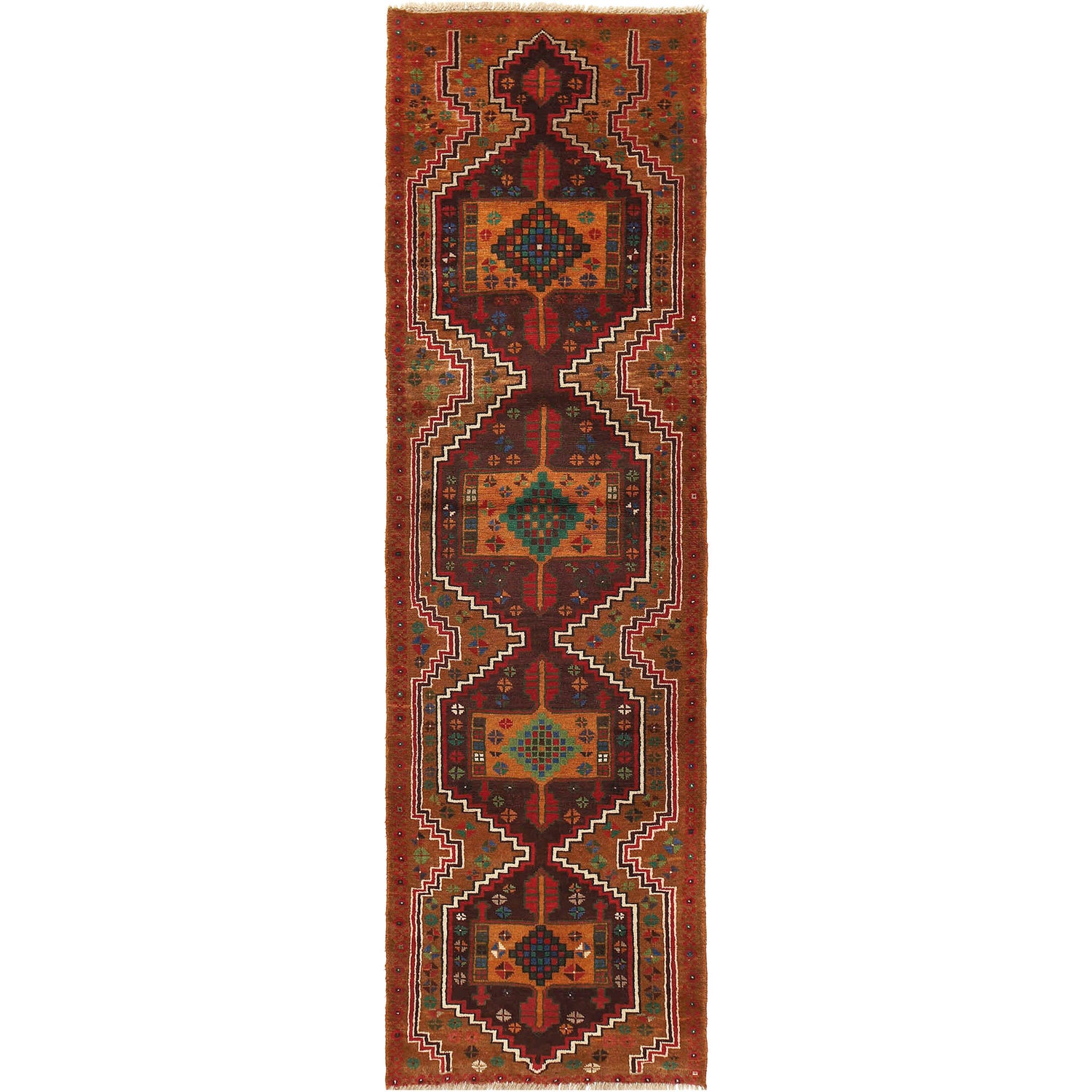 Baluchi Runner Rug Handmade Orange 10' Runner
