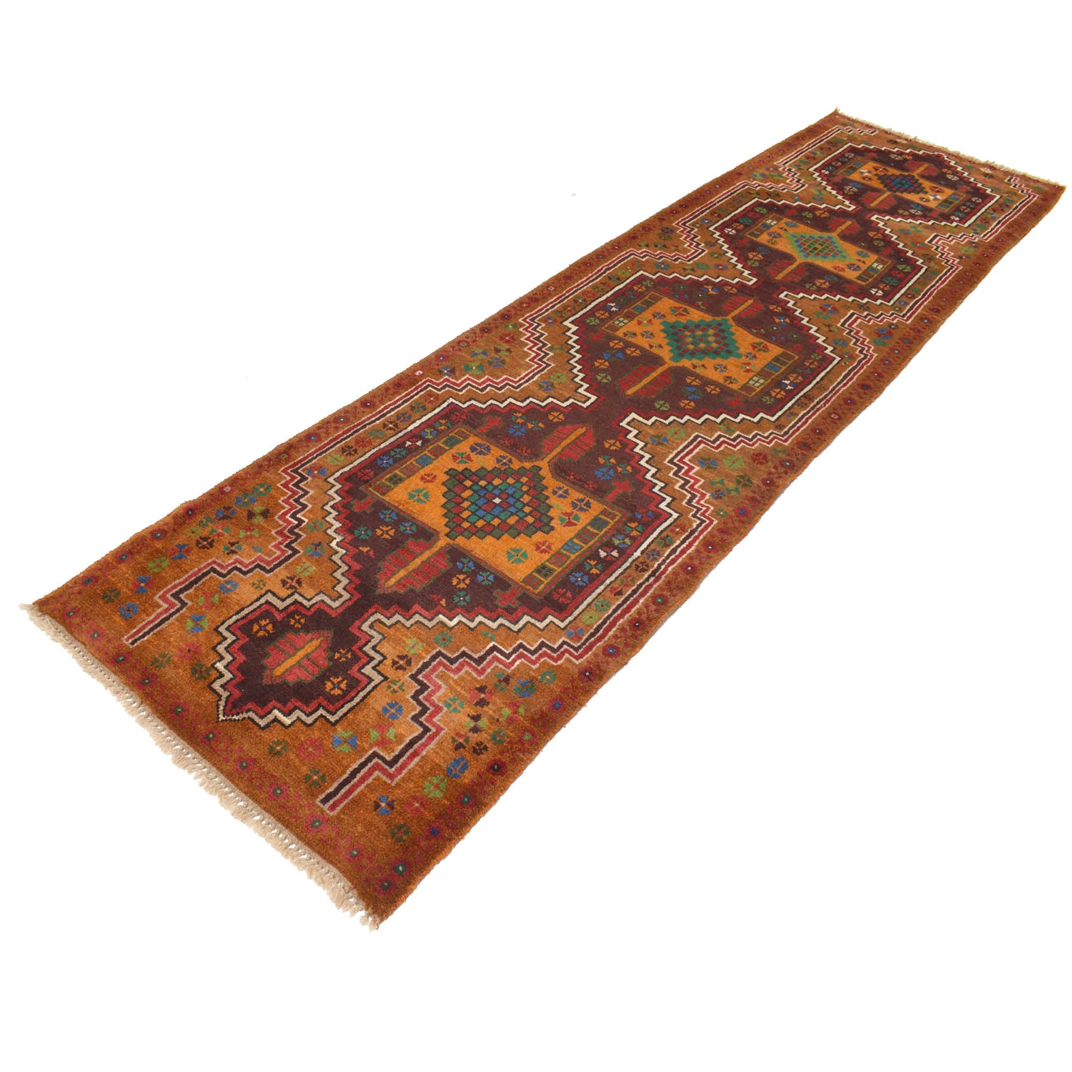 Baluchi Runner Rug Handmade Orange 10' Runner
