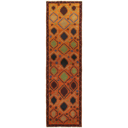 Baluchi Runner Rug Handmade Orange 10' Runner