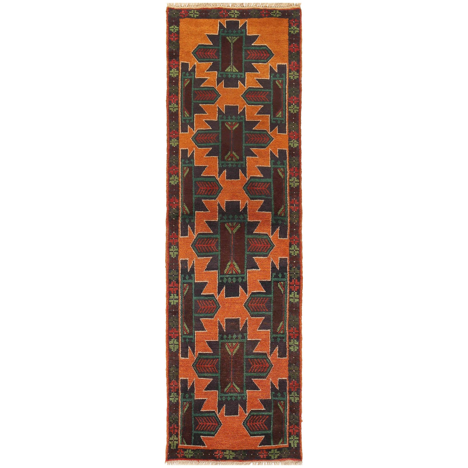 Baluchi Runner Rug Handmade Orange 8' Runner