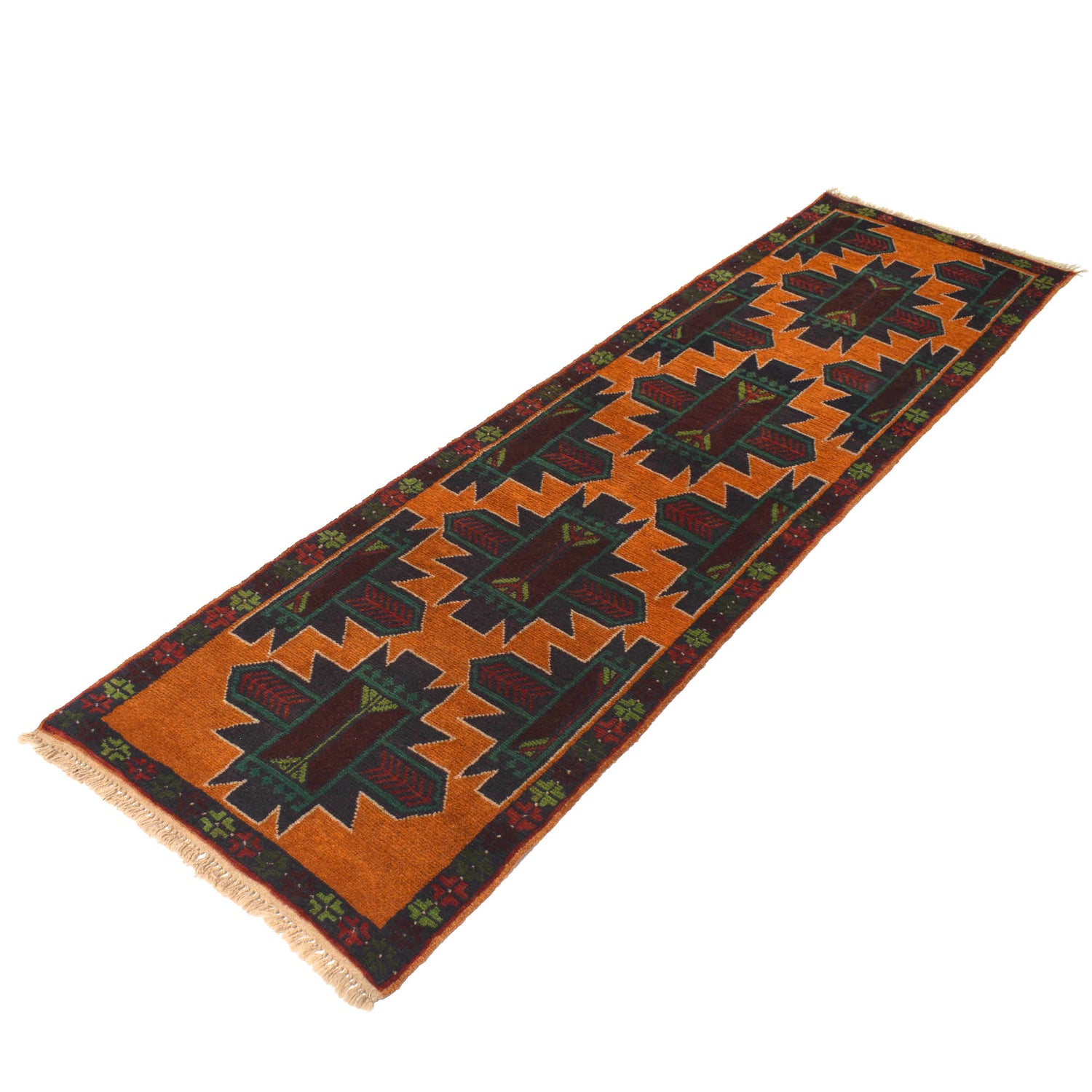 Baluchi Runner Rug Handmade Orange 8' Runner