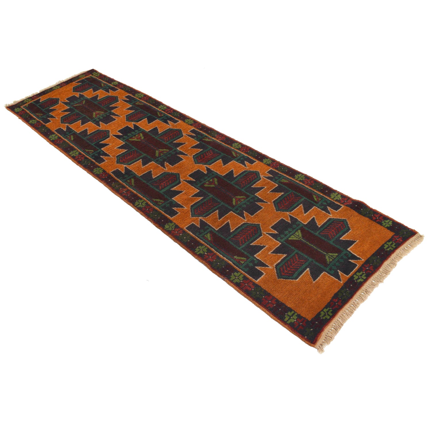 Baluchi Runner Rug Handmade Orange 8' Runner