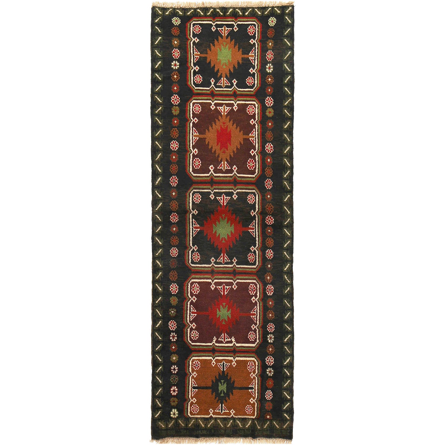 Baluchi Runner Rug Handmade Black 8' Runner