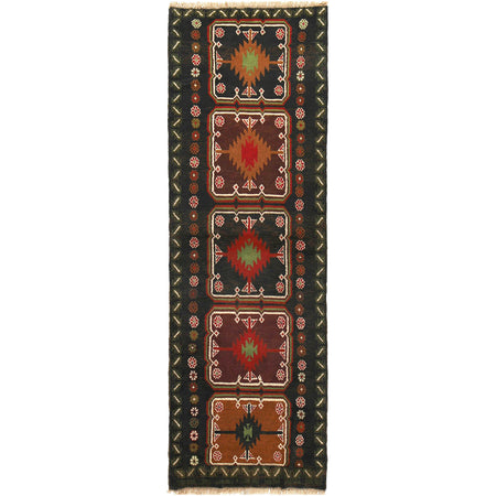 Baluchi Runner Rug Handmade Black 8' Runner