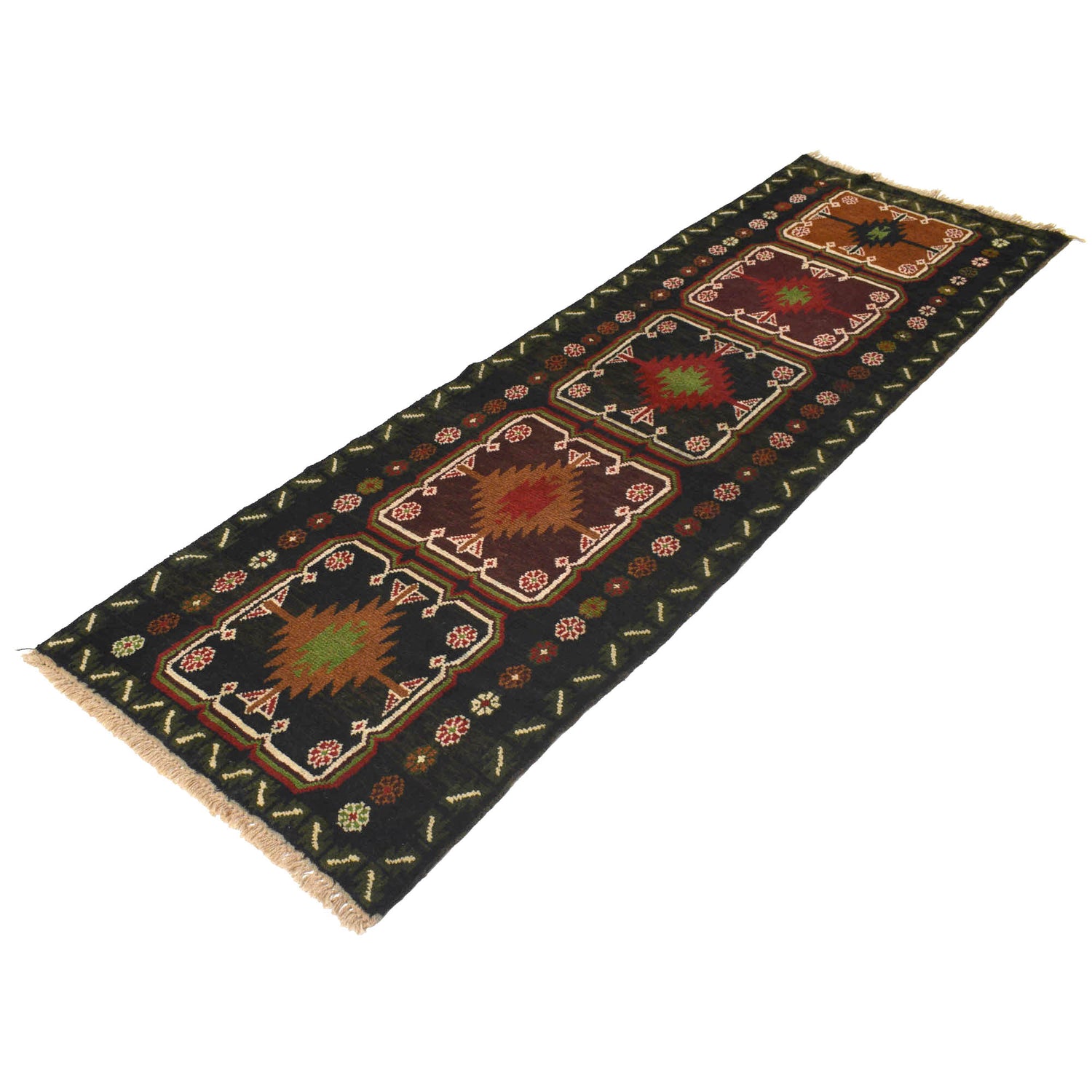 Baluchi Runner Rug Handmade Black 8' Runner