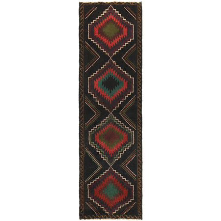 Baluchi Runner Rug Handmade Black 8' Runner