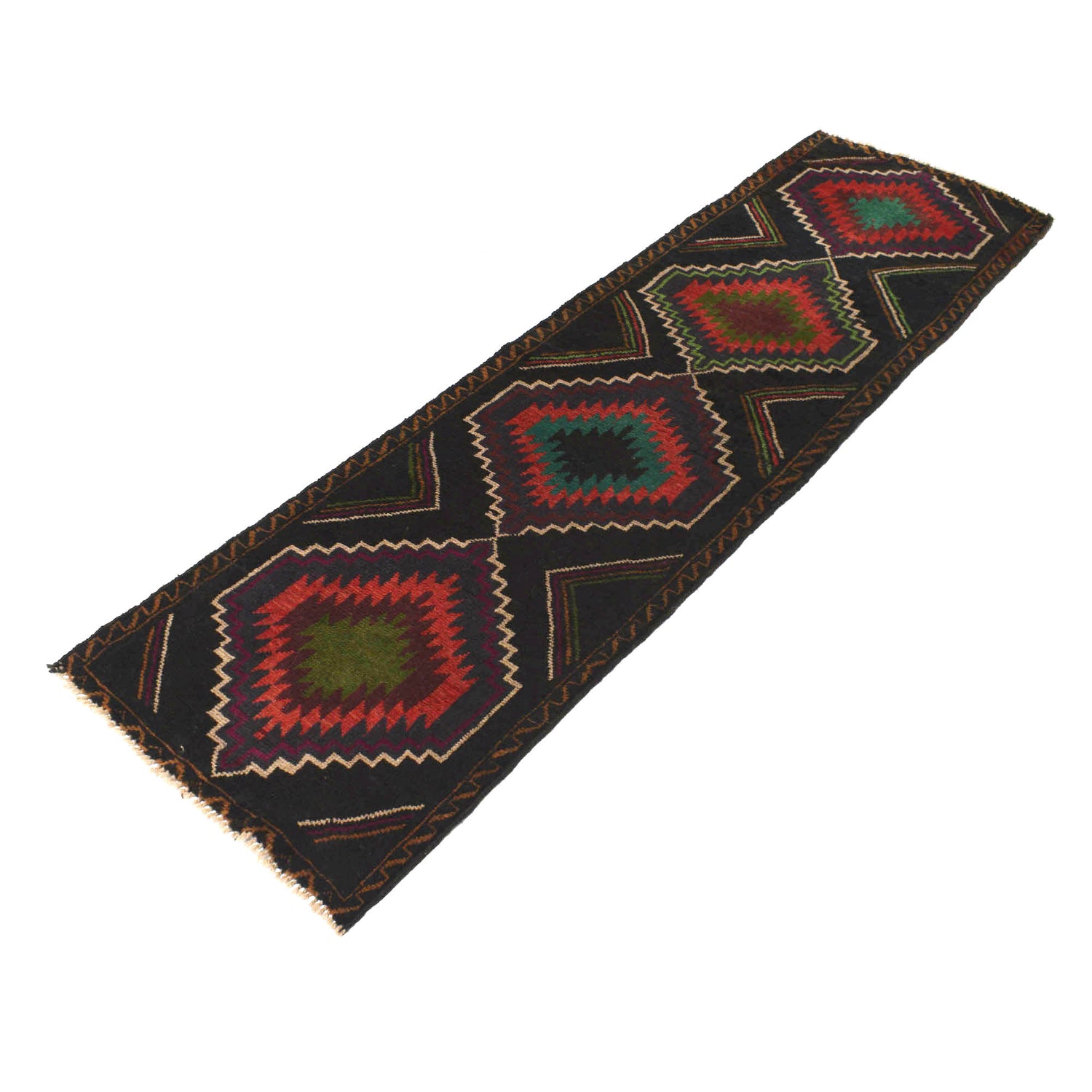 Baluchi Runner Rug Handmade Black 8' Runner