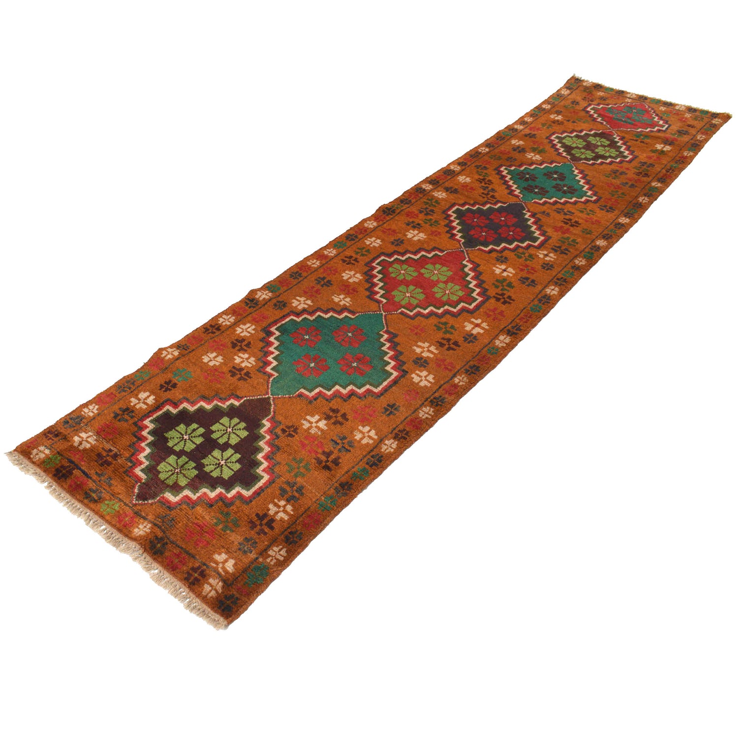 Baluchi Runner Rug Handmade Orange 10' Runner