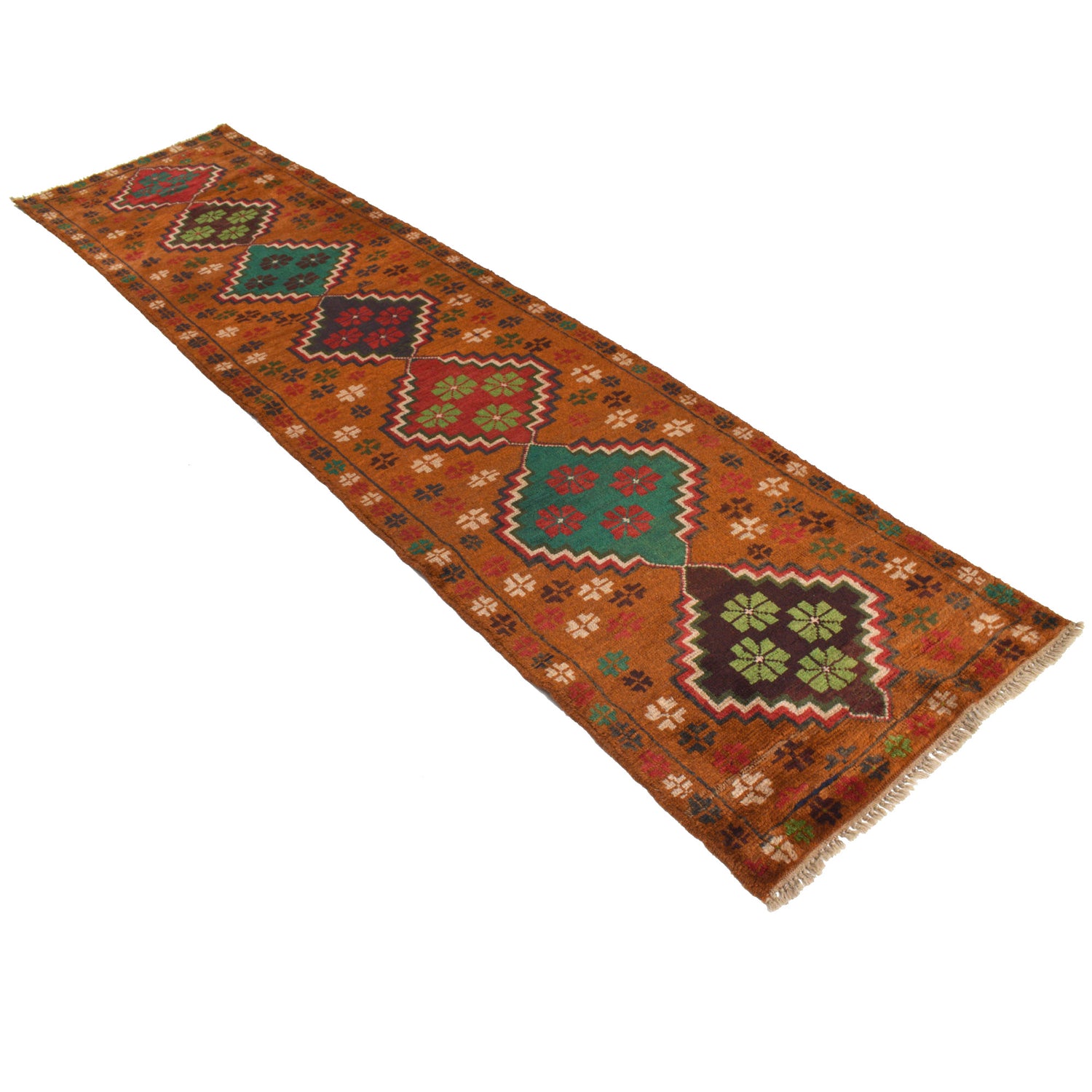 Baluchi Runner Rug Handmade Orange 10' Runner