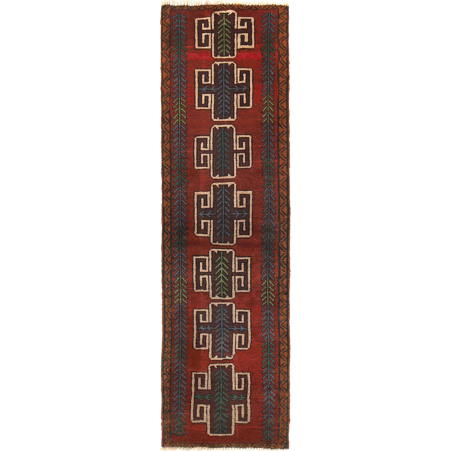 Baluchi Runner Rug Handmade Red 8' Runner